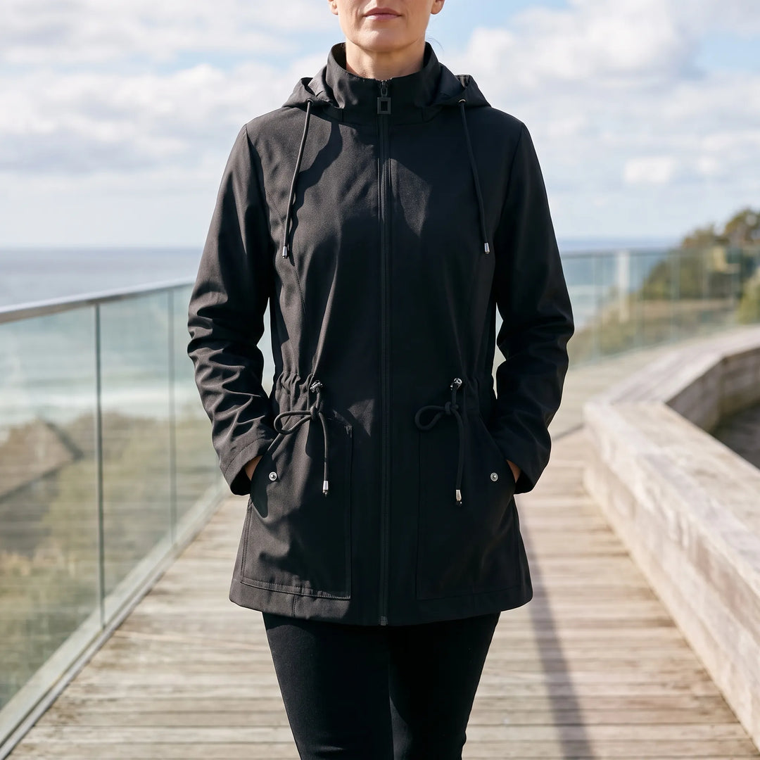 Regenjas dames | Regenjas met capuchon en taillekoord