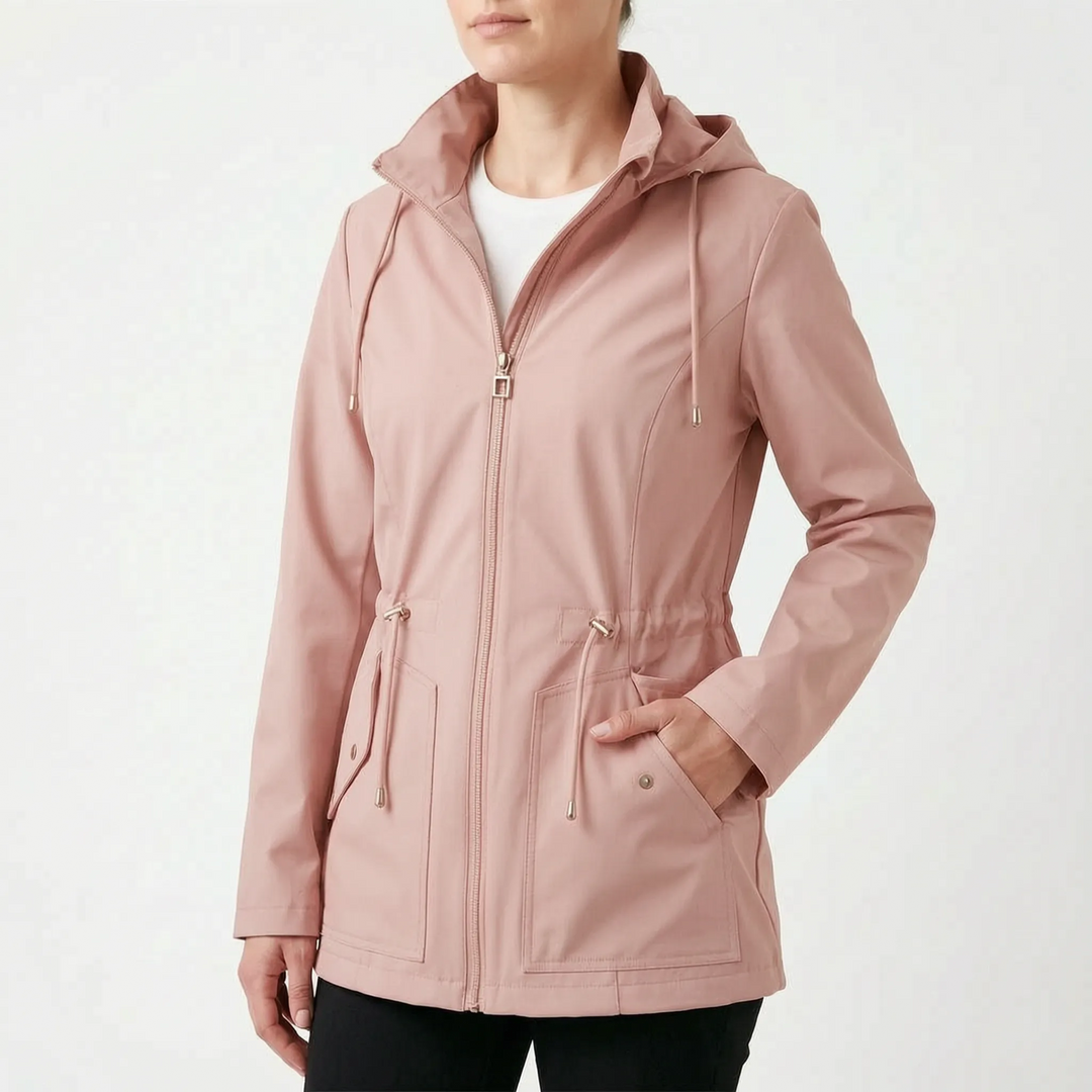 Regenjas dames | Regenjas met capuchon en taillekoord