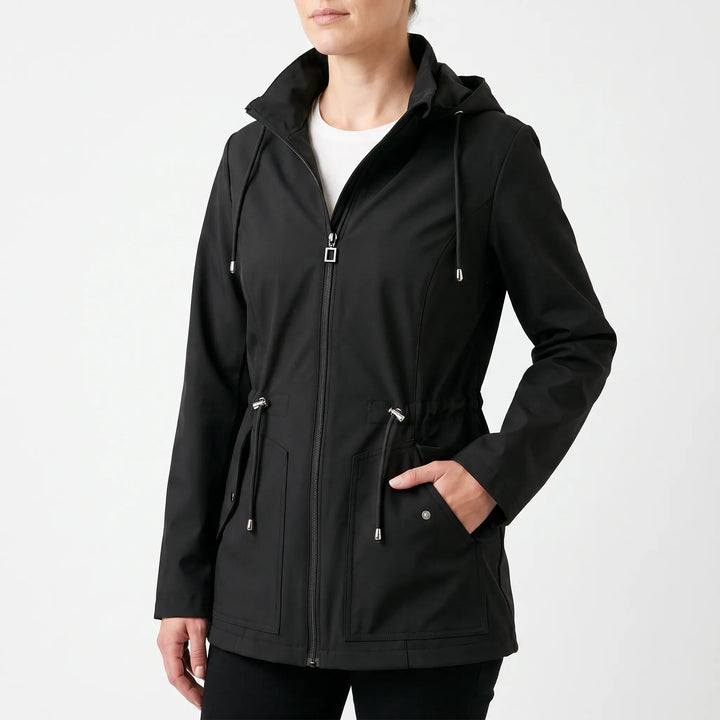 Regenjas dames | Regenjas met capuchon en taillekoord
