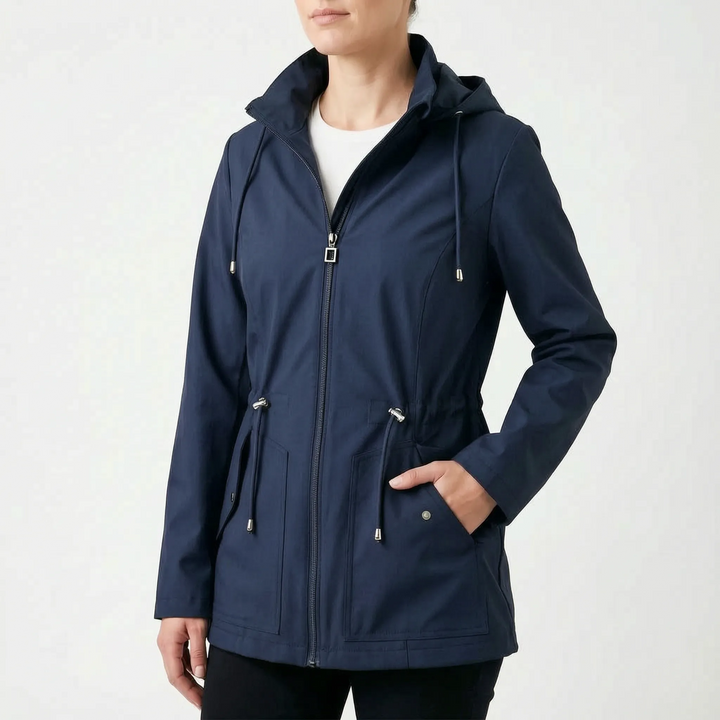 Regenjas dames | Regenjas met capuchon en taillekoord