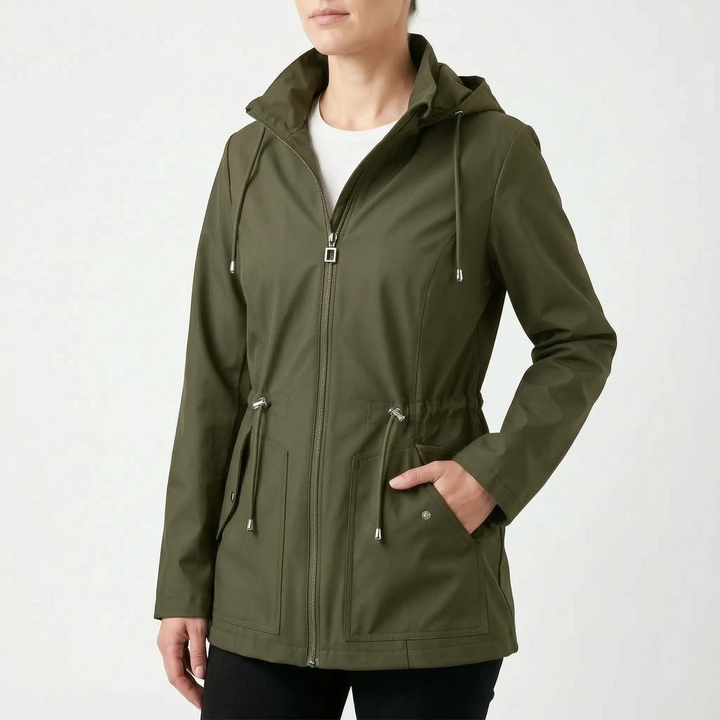 Regenjas dames | Regenjas met capuchon en taillekoord