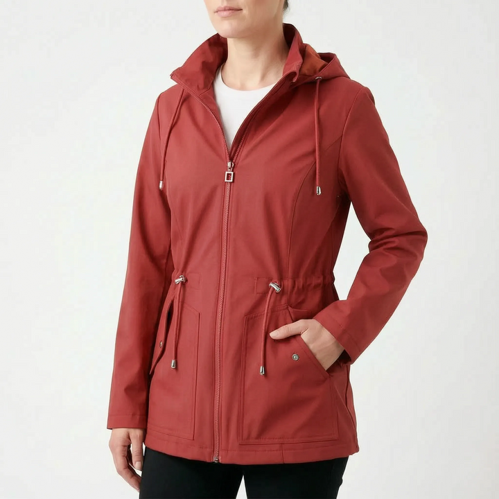 Regenjas dames | Regenjas met capuchon en taillekoord