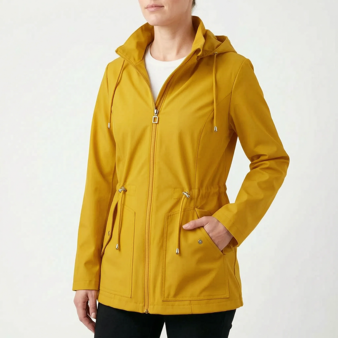 Regenjas dames | Regenjas met capuchon en taillekoord
