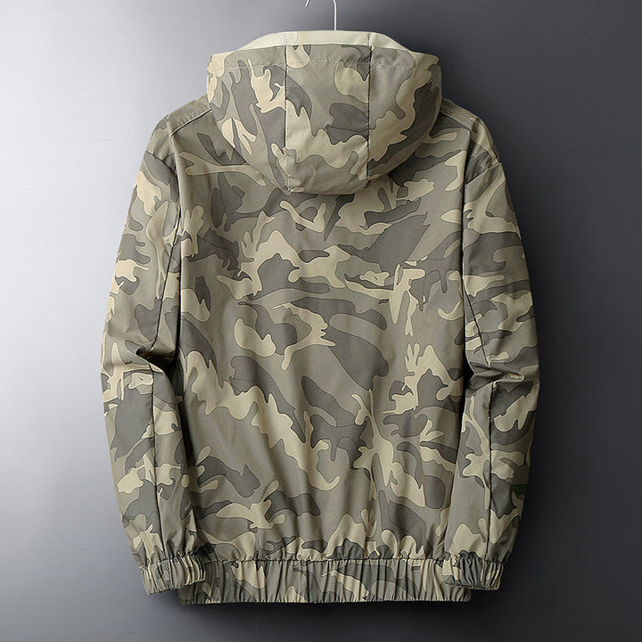 Regenjas heren | Lichtgewicht jas met capuchon en camouflageprint