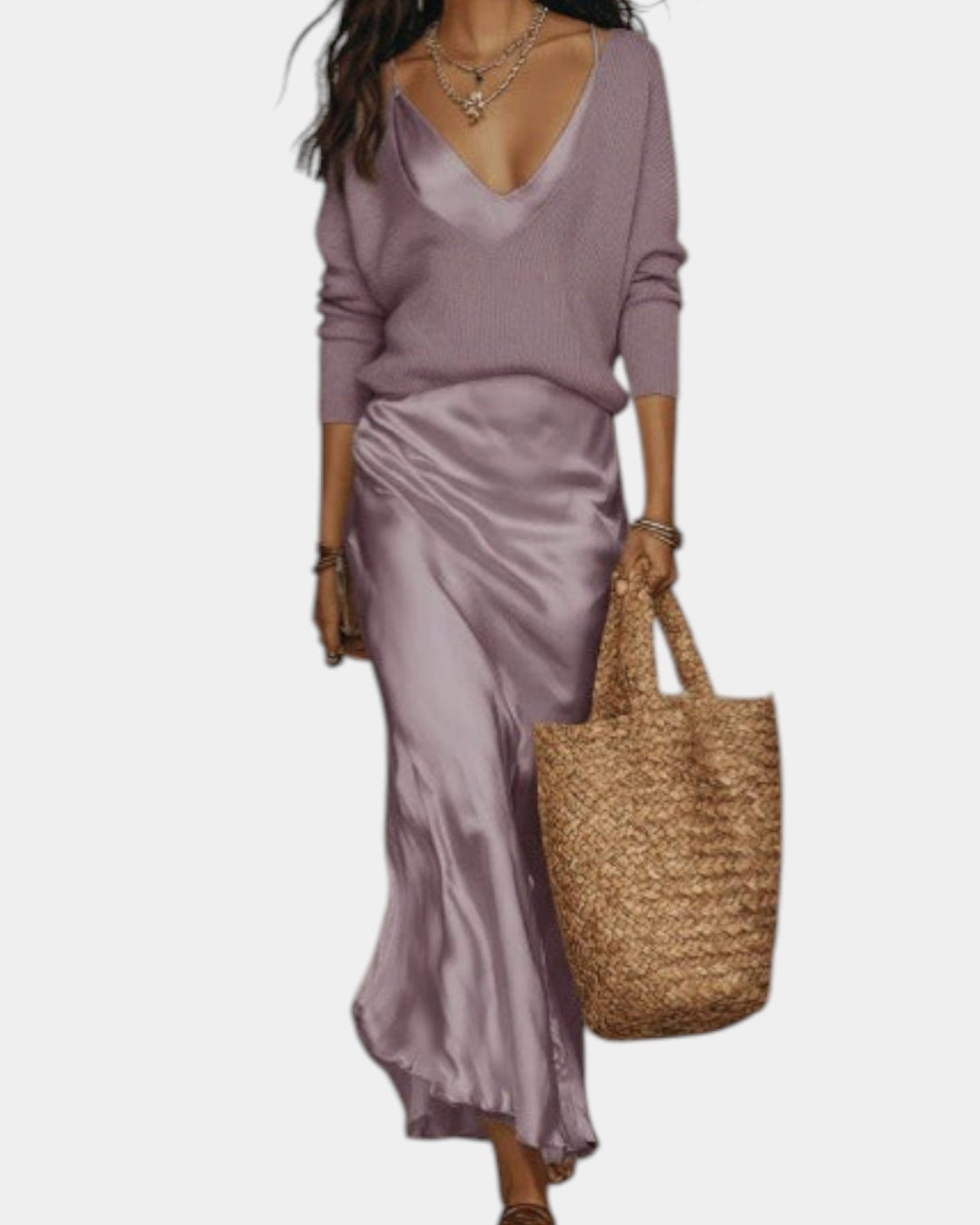 Rok dames | Satijnen look maxi rok met elegante pasvorm