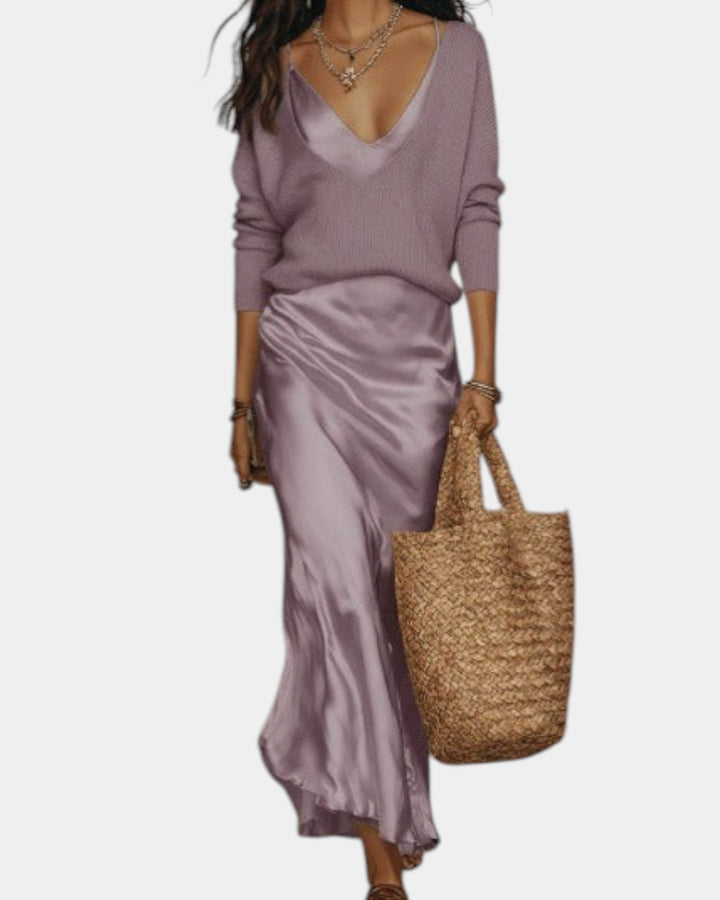 Rok dames | Satijnen look maxi rok met elegante pasvorm