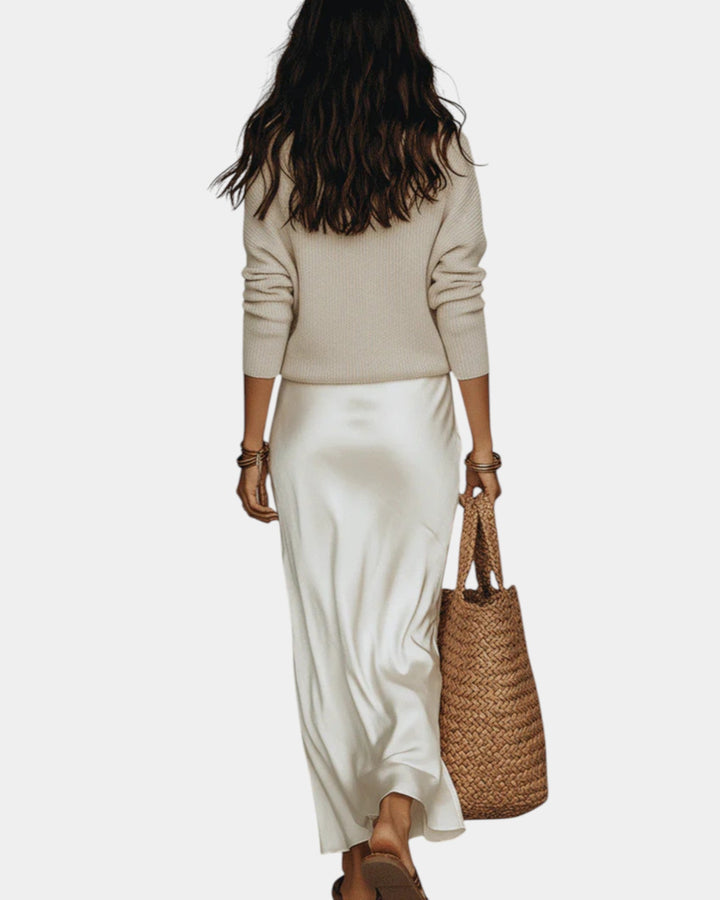 Rok dames | Satijnen look maxi rok met elegante pasvorm