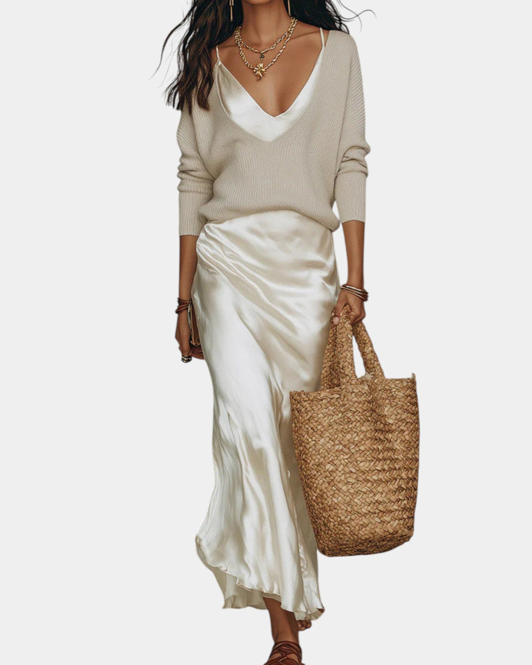 Rok dames | Satijnen look maxi rok met elegante pasvorm