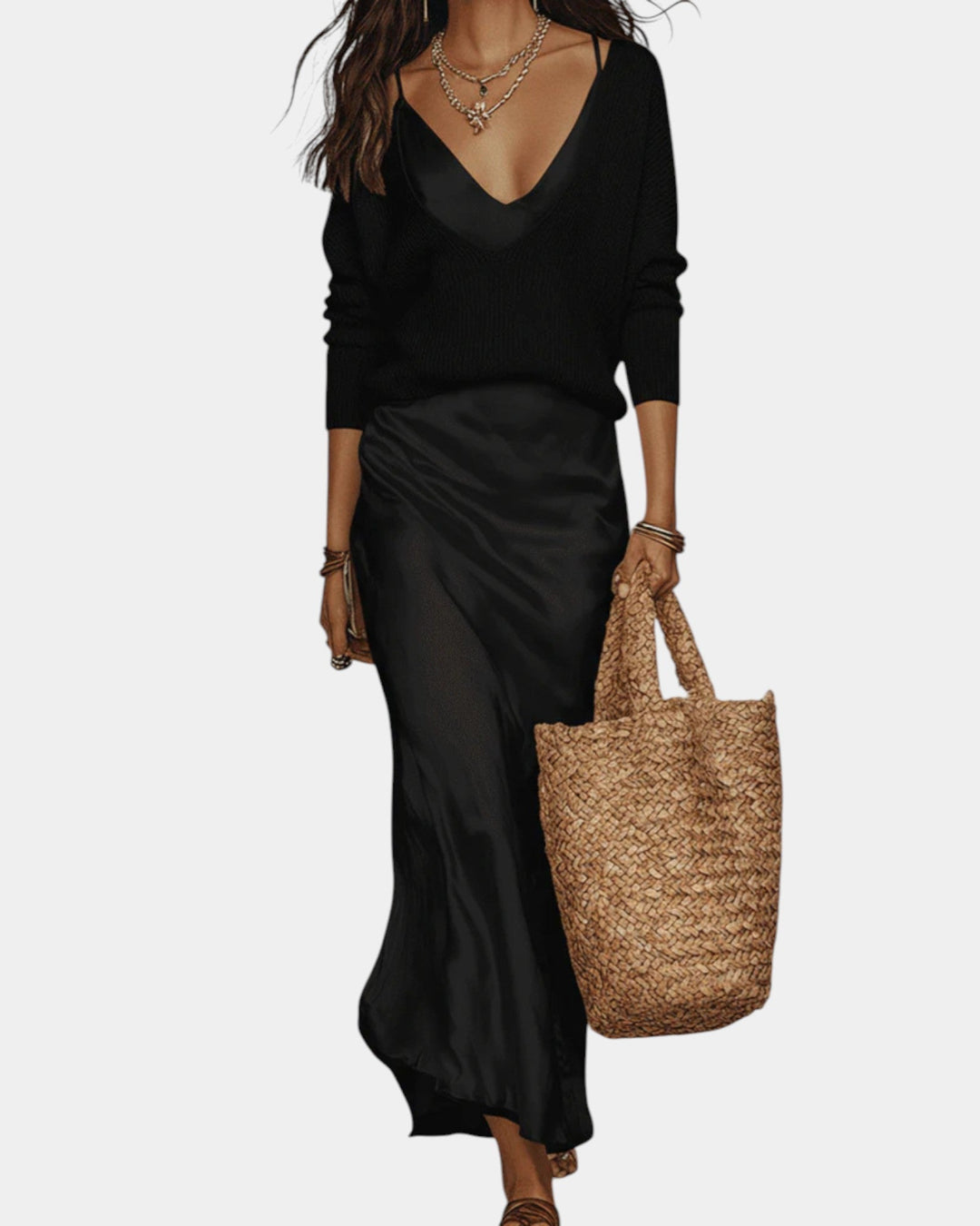 Rok dames | Satijnen look maxi rok met elegante pasvorm