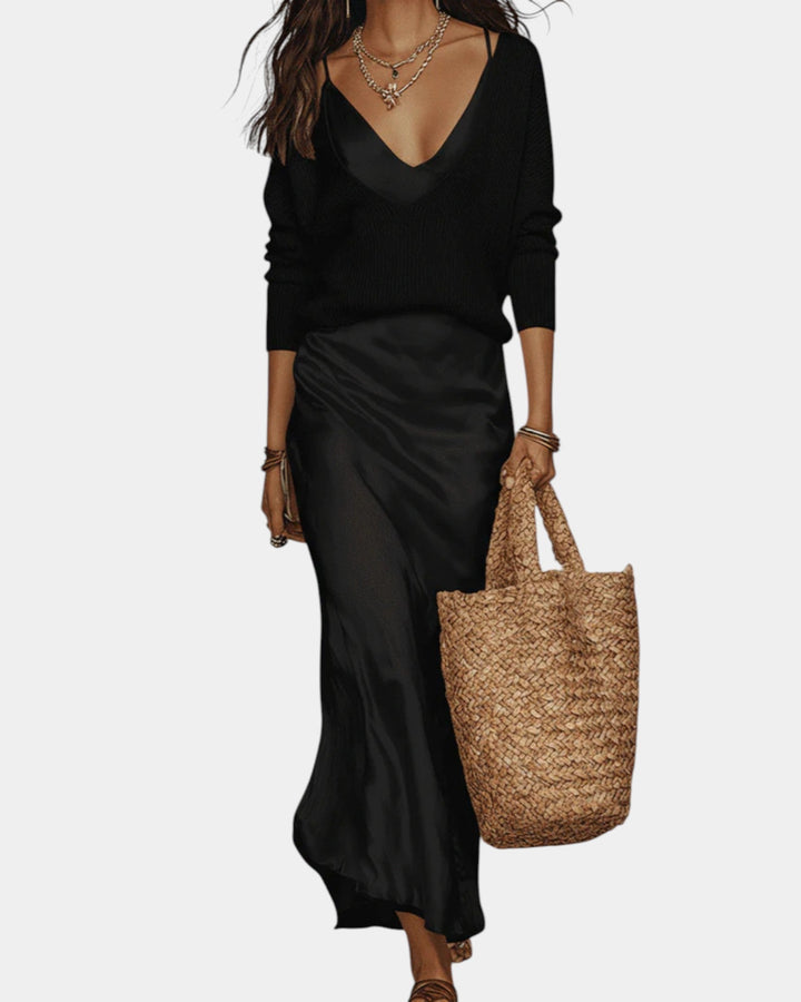 Rok dames | Satijnen look maxi rok met elegante pasvorm