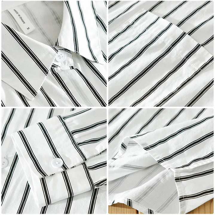 StripeSoft | Katoenen longsleeve met streeppatroon