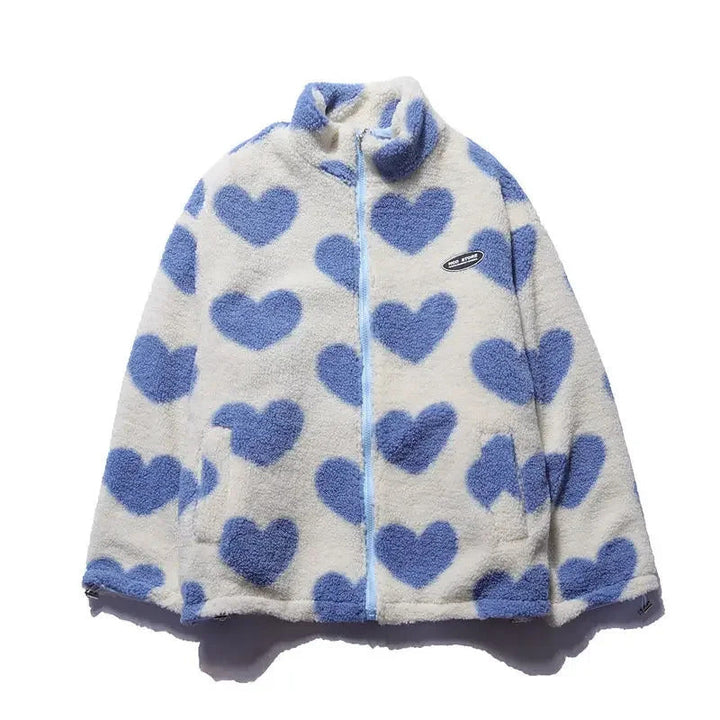 Dames winterjas | Reversible jas met hartenprint