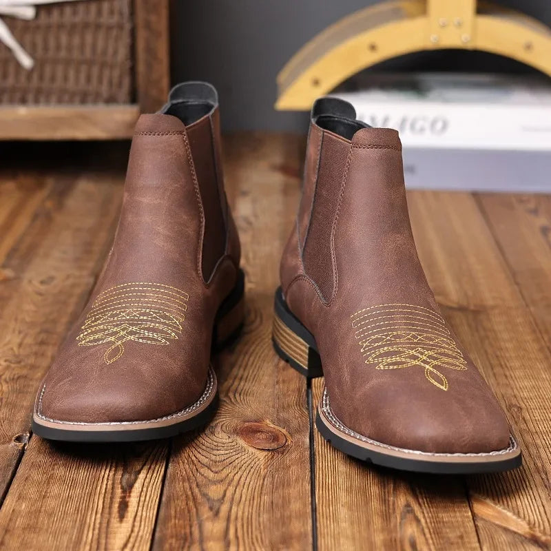 HeritageCobbler | Leren chelseaboots met borduursel