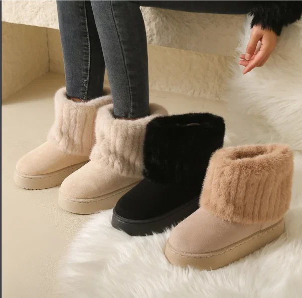 Dames boots | Warme winter boots met bontvoering