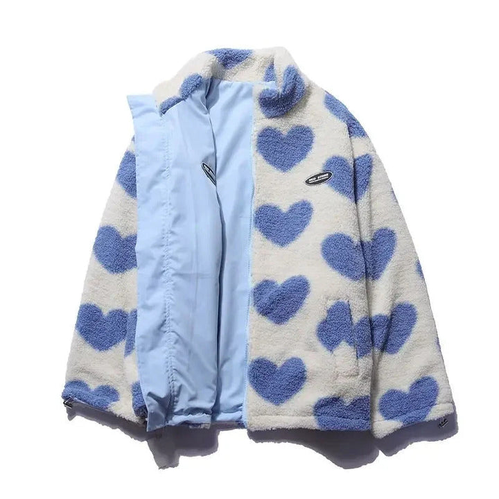 Dames winterjas | Reversible jas met hartenprint