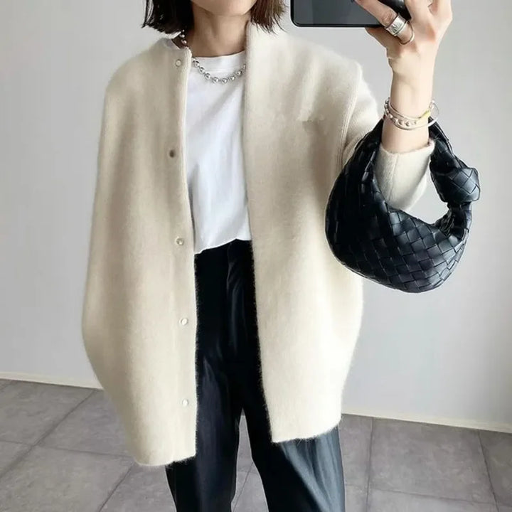 Dames cardigan | Gebreide trui met knopen lang model