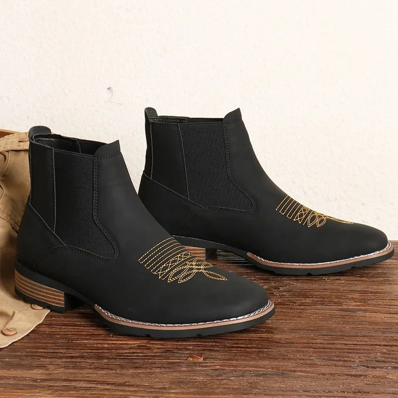 HeritageCobbler | Leren chelseaboots met borduursel
