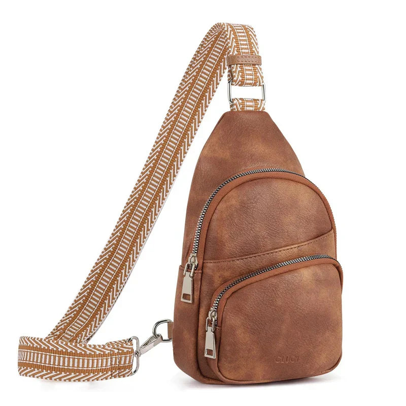 Dames leren crossbody schoudertas met verstelbare band