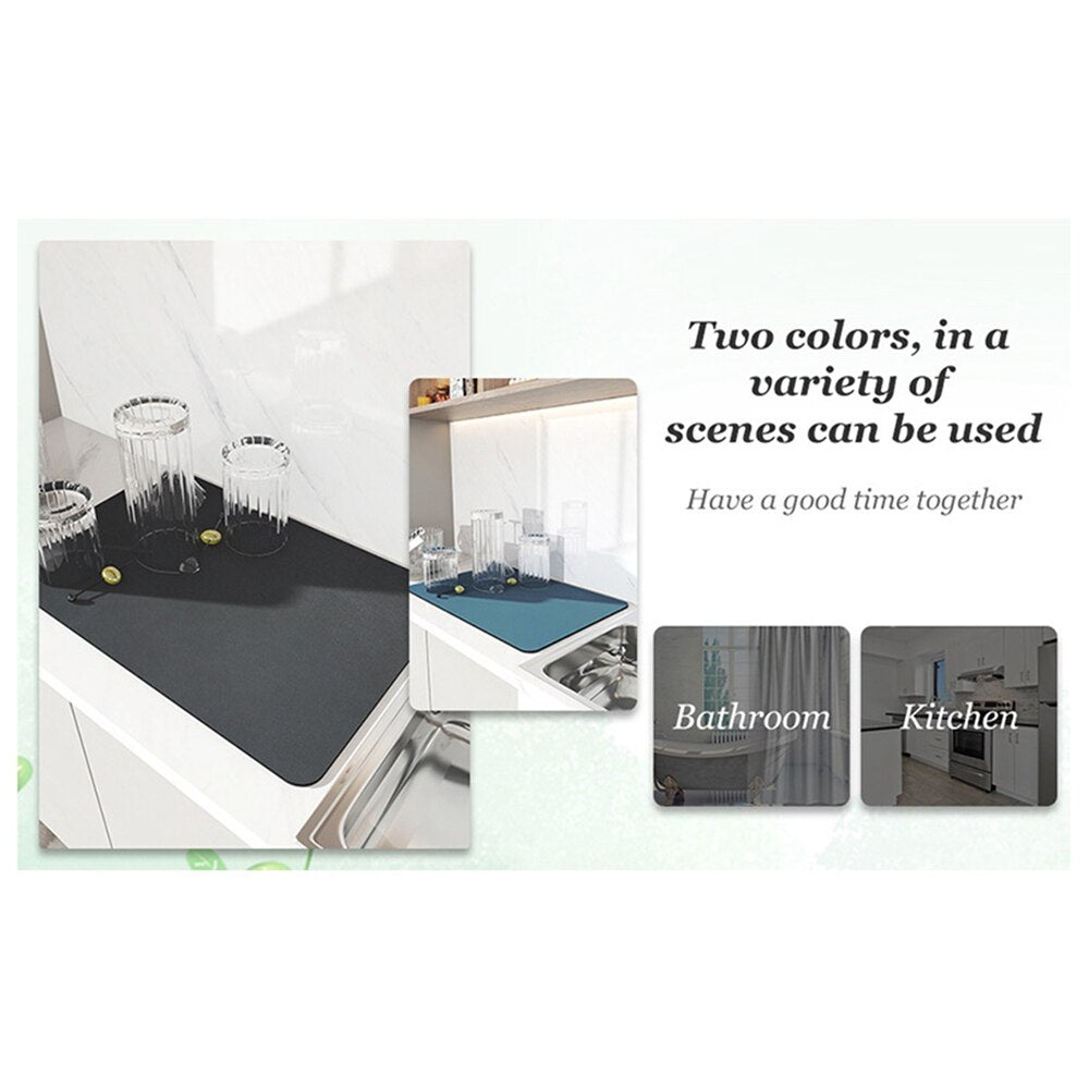 DryGuard Mat | Grote keukenafdruipmat waterabsorberend en anti‑slip