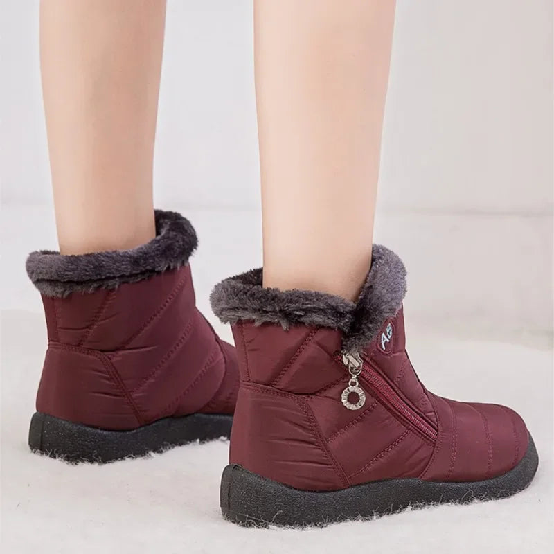 Dames lage boots | Winter enkellaarsjes met bontvoering