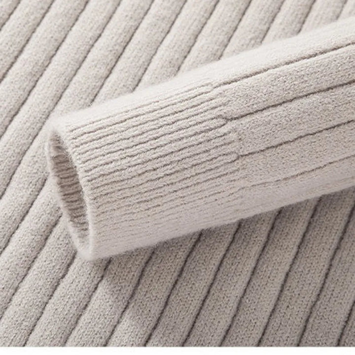 Elegante Gestreepte Katoenen Half Zip Sweater