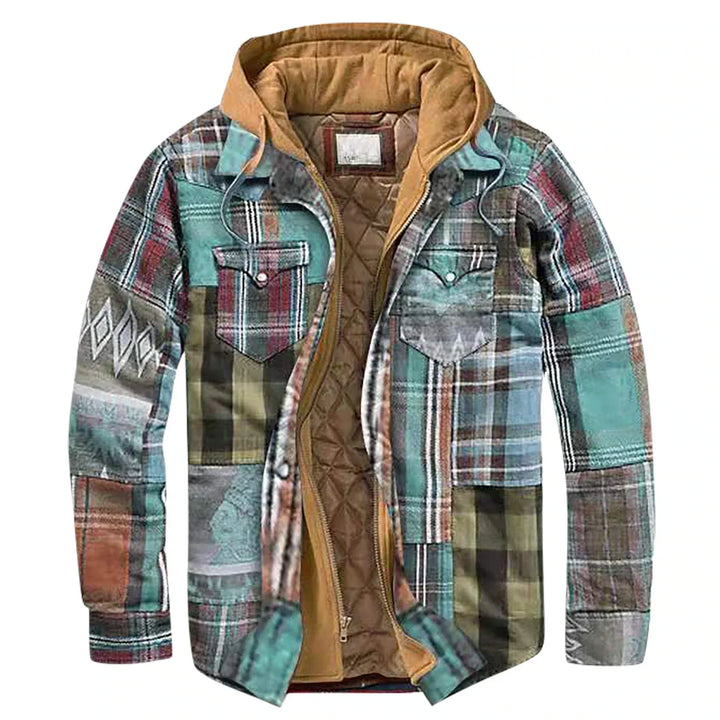 Milan | Geruite patchwork jas met capuchon