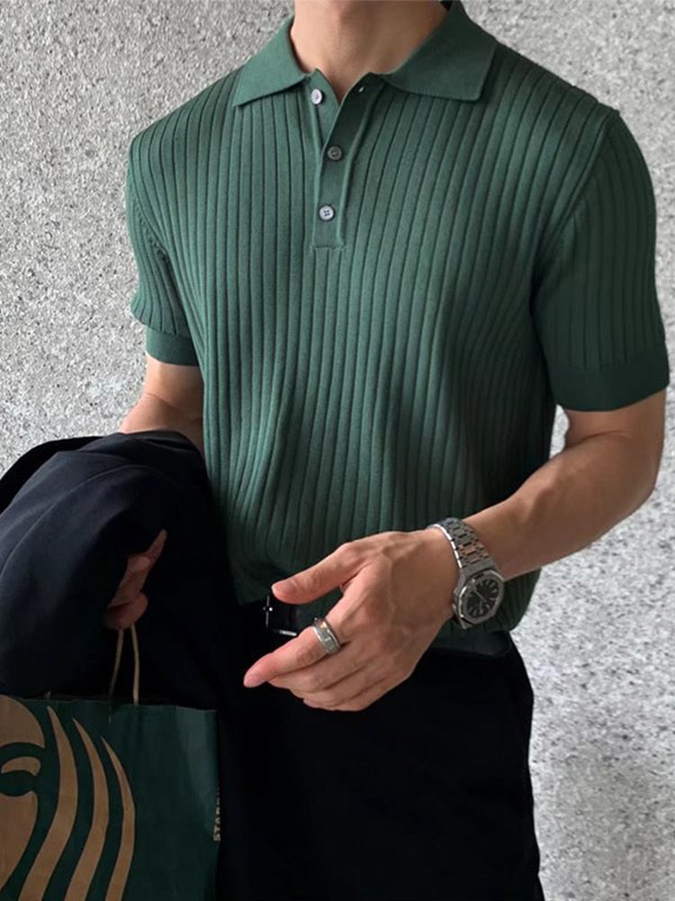Rib Polo Shirt | Heren polo met korte mouw en knoopsluiting