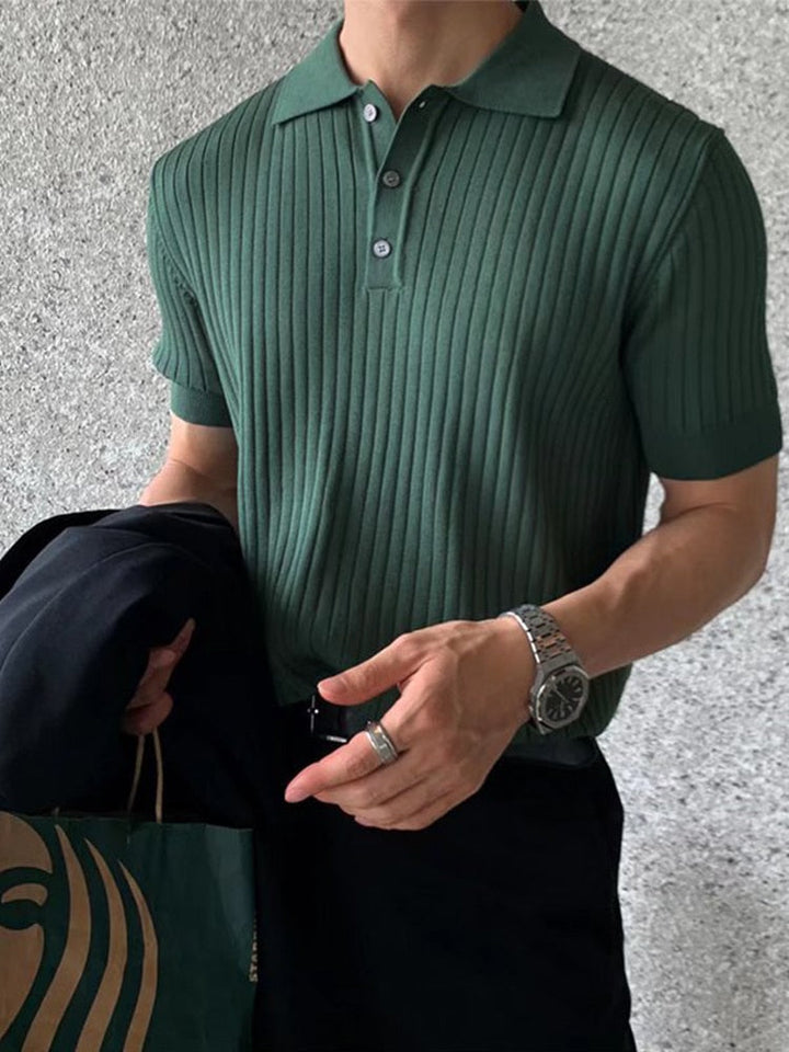 Rib Polo Shirt | Heren polo met korte mouw en knoopsluiting
