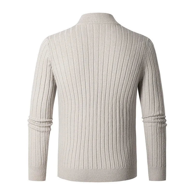 Elegante Gestreepte Katoenen Half Zip Sweater