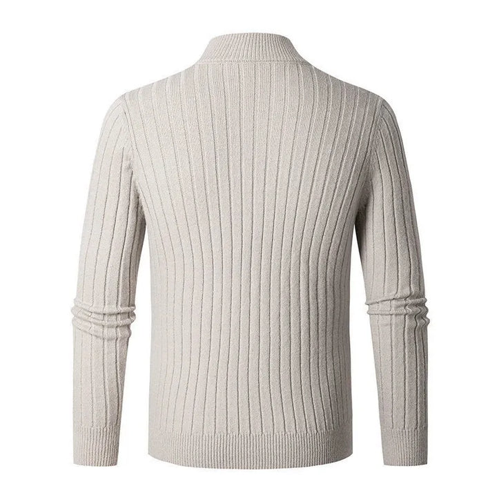 Elegante Gestreepte Katoenen Half Zip Sweater