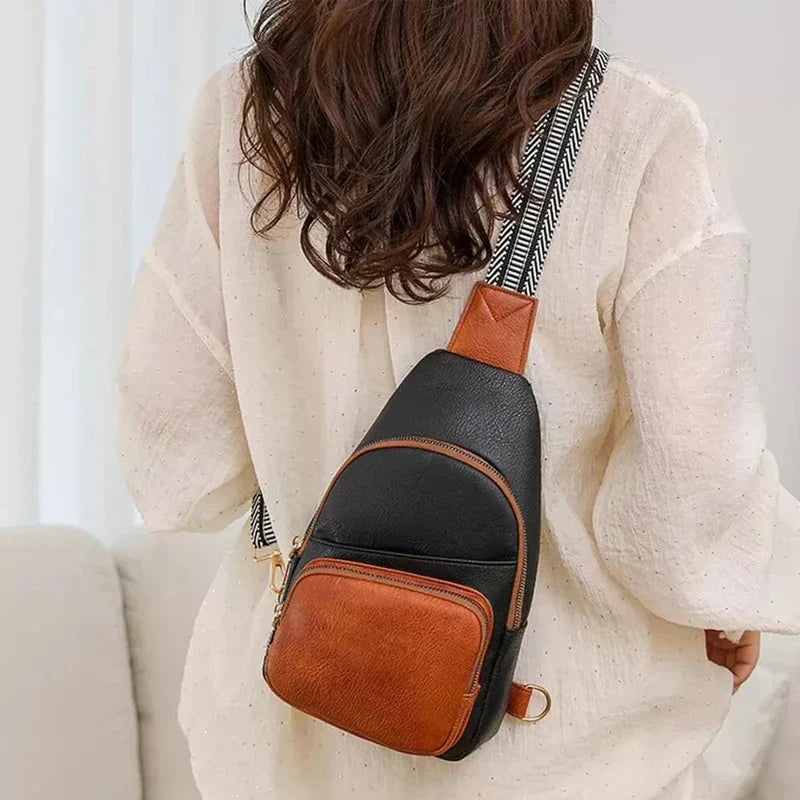 Dames leren crossbody schoudertas met verstelbare band