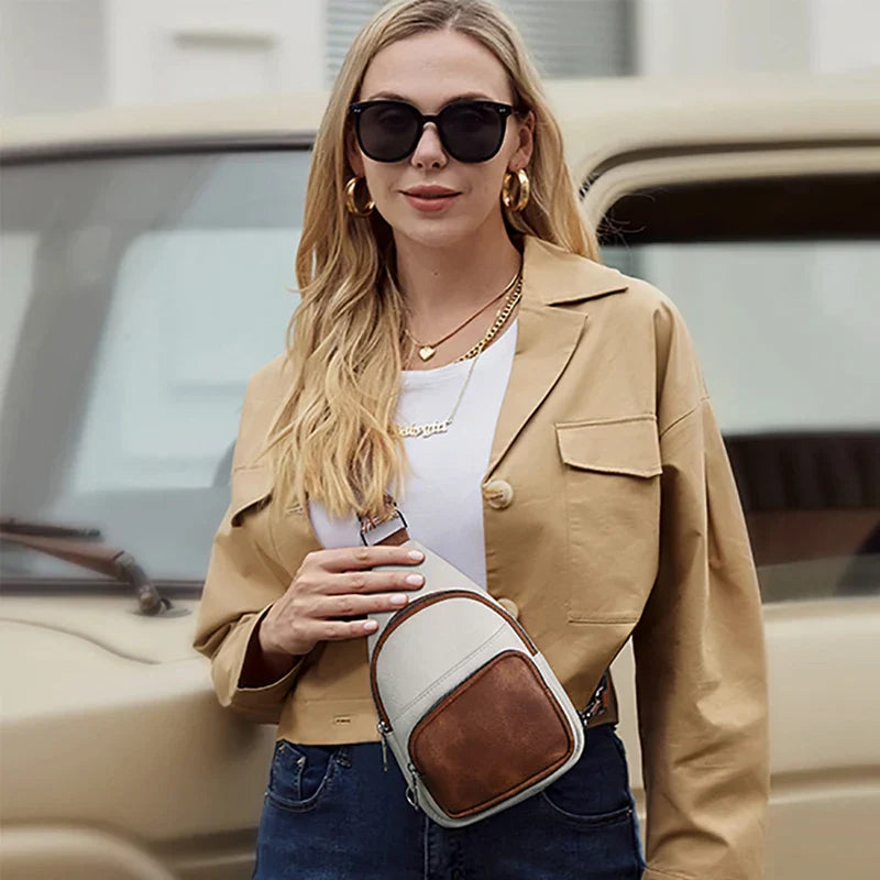 Dames leren crossbody schoudertas met verstelbare band