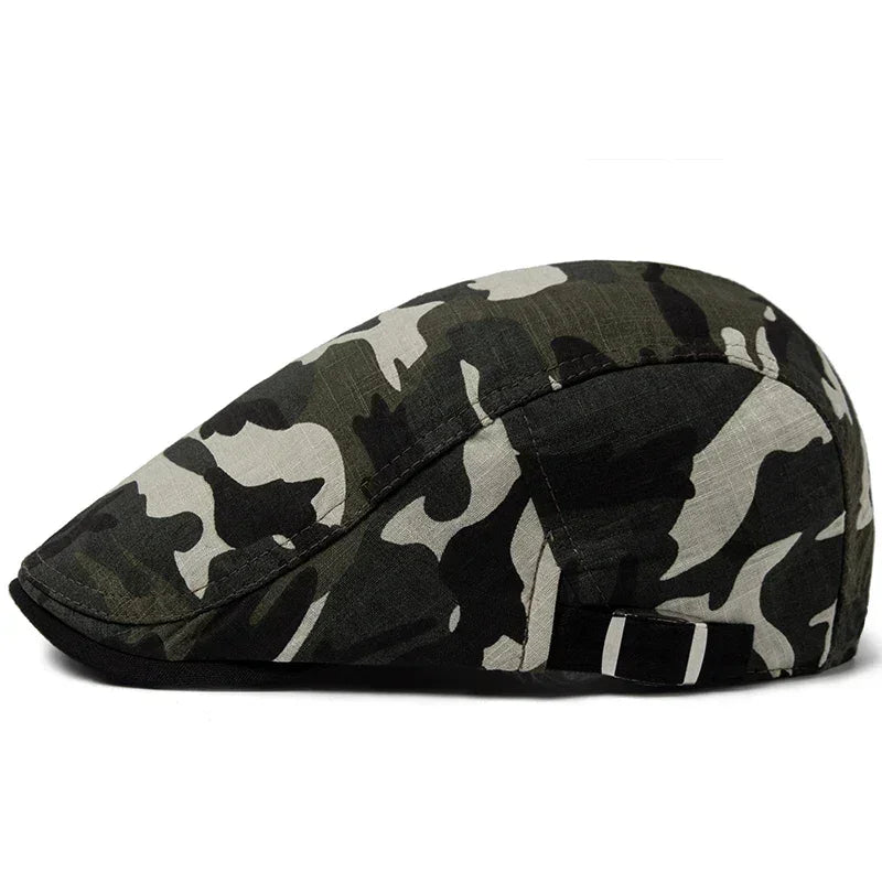 Wexford Camouflage Baret | Lichtgewicht platte zomerpet van katoen linnen