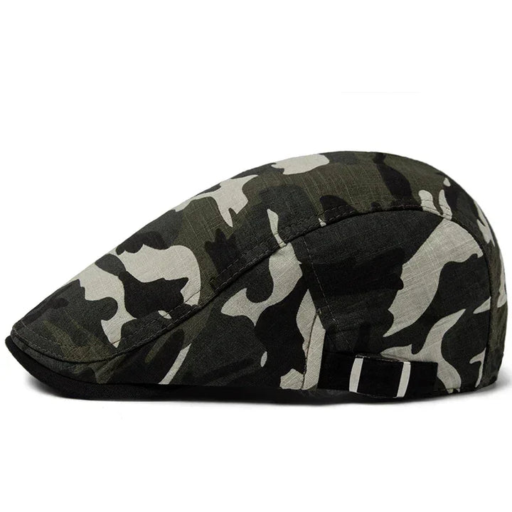 Wexford Camouflage Baret | Lichtgewicht platte zomerpet van katoen linnen