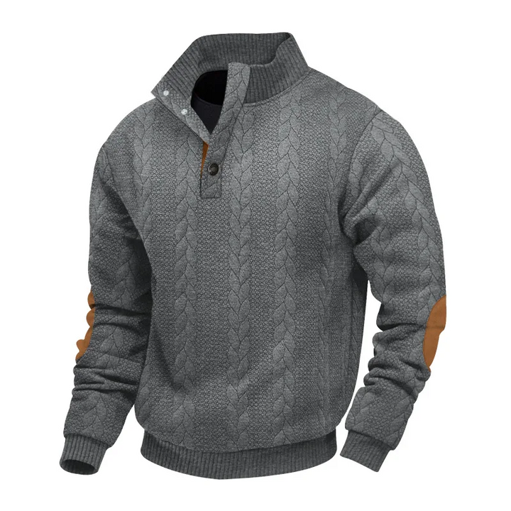 Stefano | Heren trui met halve rits en kabelpatroon