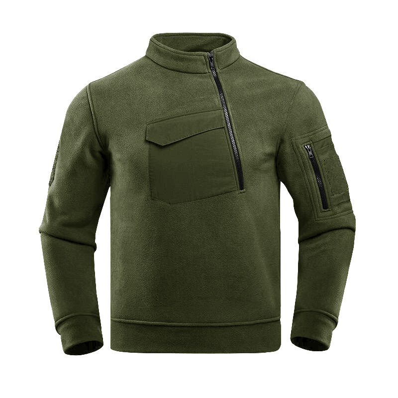 UtilityZip | Heren sweater met halve rits en borstzak