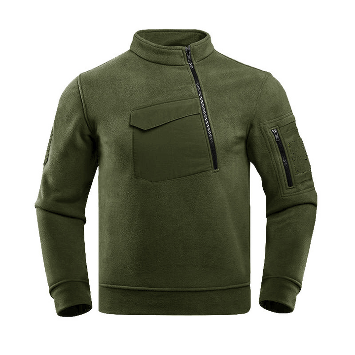 UtilityZip | Heren sweater met halve rits en borstzak