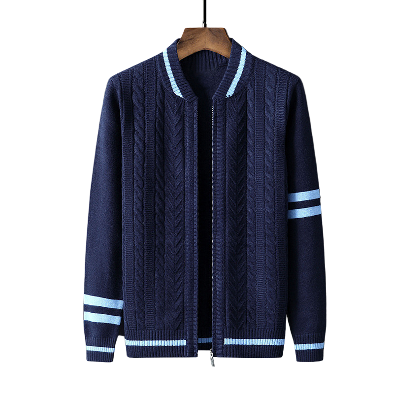 VarsityKnit | Heren vest met rits en kabelpatroon