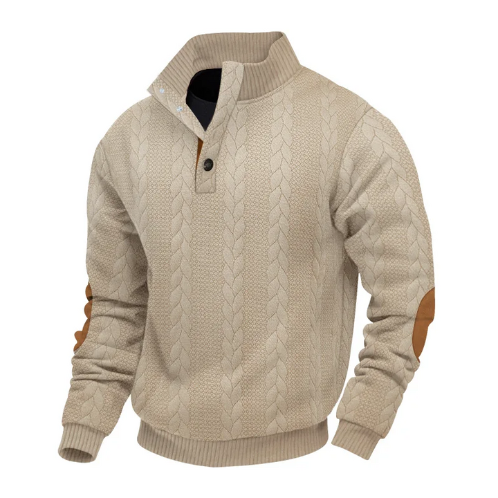 Stefano | Heren trui met halve rits en kabelpatroon