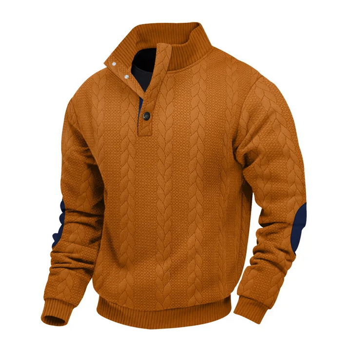 Stefano | Heren trui met halve rits en kabelpatroon
