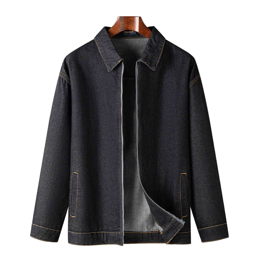 UrbanDenim | Heren denim jas met ritssluiting en kraag