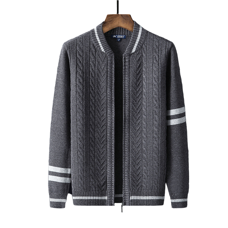 VarsityKnit | Heren vest met rits en kabelpatroon