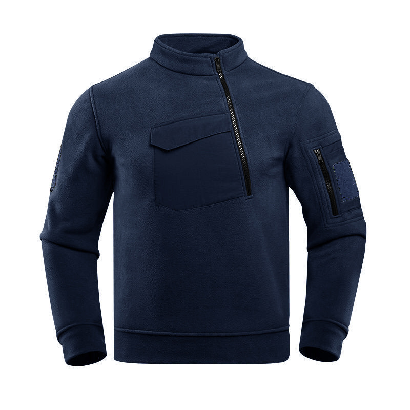 UtilityZip | Heren sweater met halve rits en borstzak