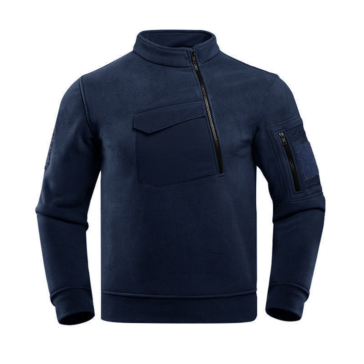 UtilityZip | Heren sweater met halve rits en borstzak