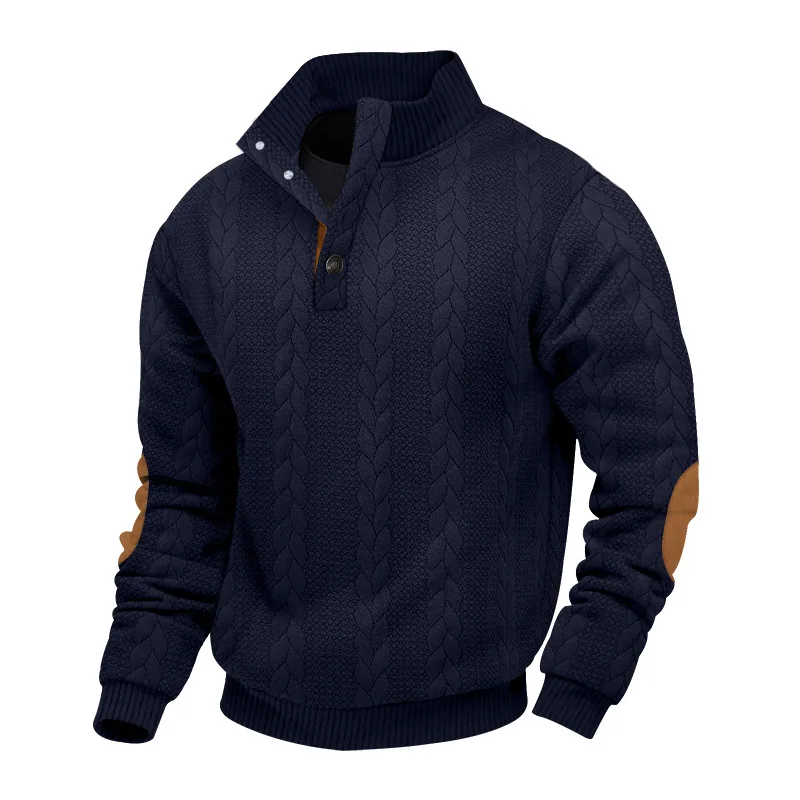 Stefano | Heren trui met halve rits en kabelpatroon