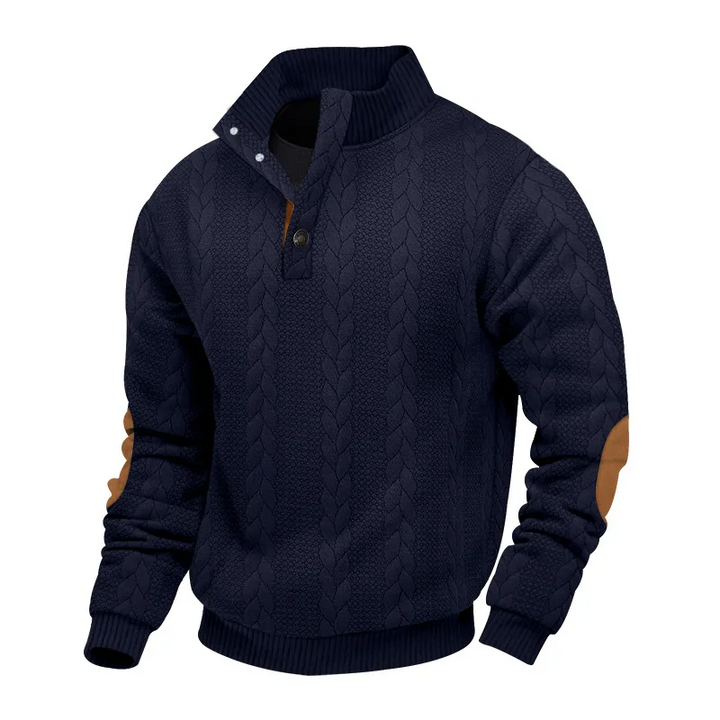 Stefano | Heren trui met halve rits en kabelpatroon