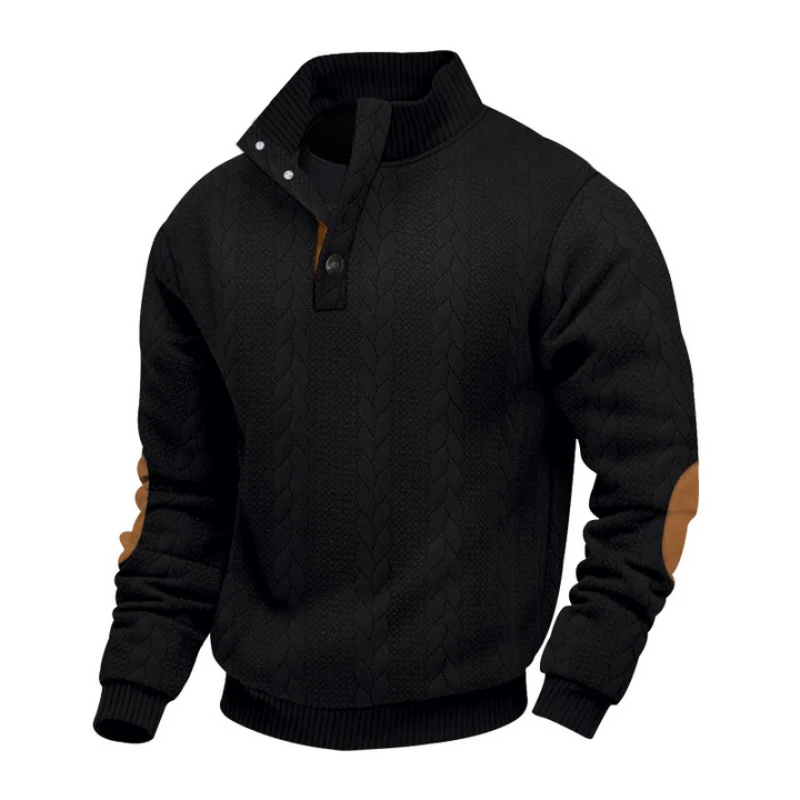 Stefano | Heren trui met halve rits en kabelpatroon