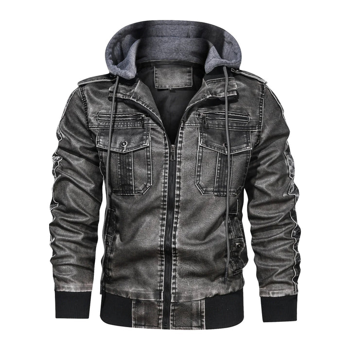 Heren winterjas | Vintage PU leren jas met capuchon