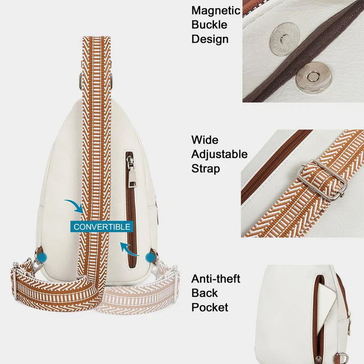 Dames leren crossbody schoudertas met verstelbare band