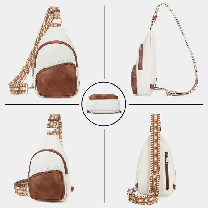 Dames leren crossbody schoudertas met verstelbare band